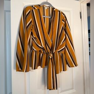 Topshop Mustard and Black Striped Blouse